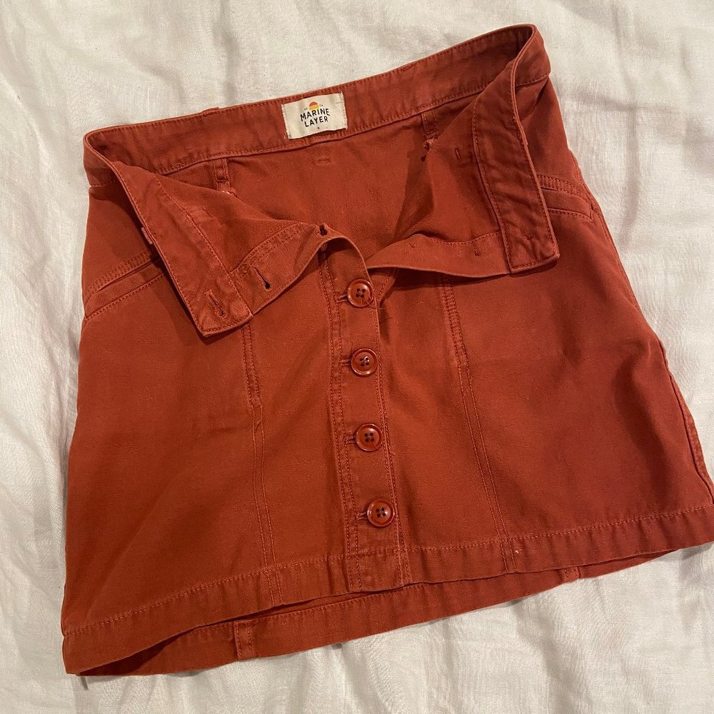 Marine Layer Button Front Skirt - Rust